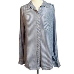 Arizona Jean Co Juniors Boyfriend Stripe Button Down M